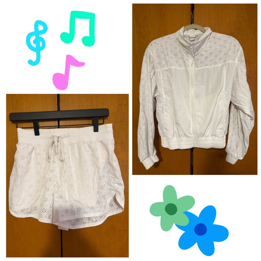 Gilly Hicks Matching Set- Active Eyelet Windbreaker and Active Eyelet Shorts- S